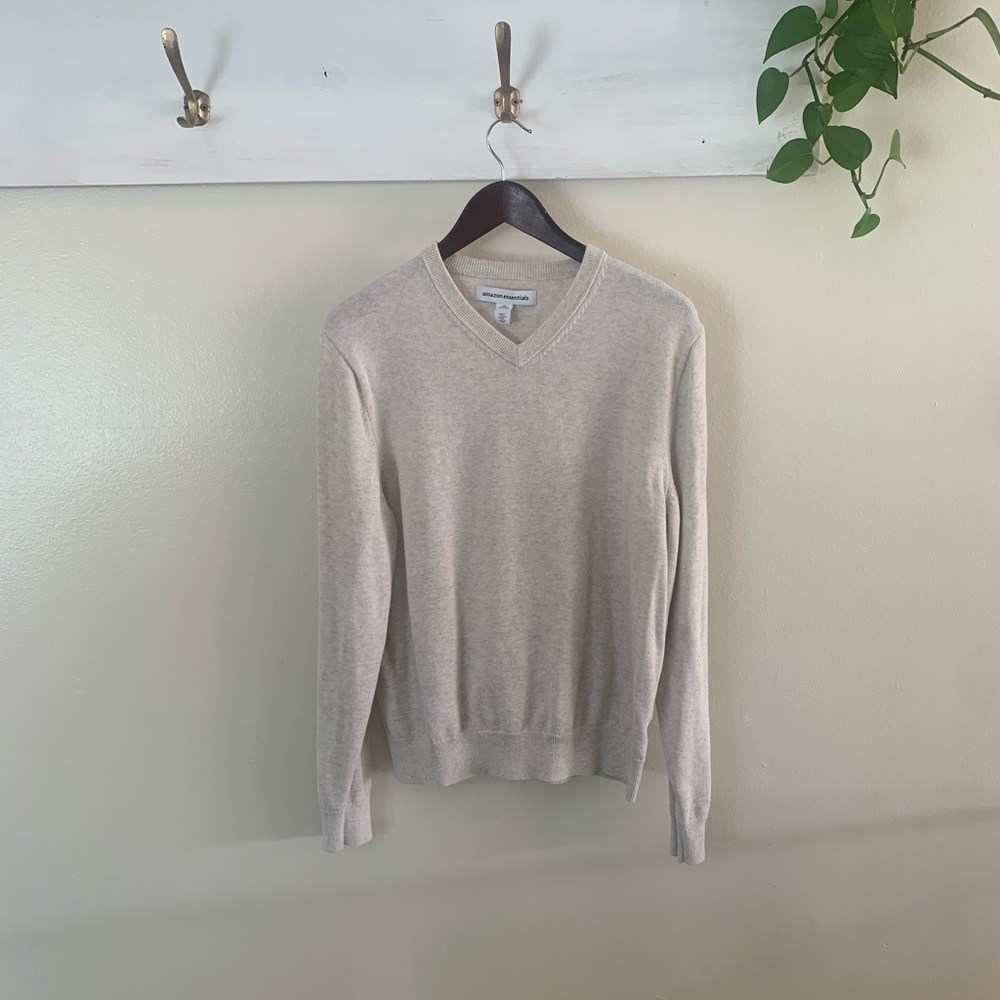 WORN ONCE: MENS V NECK OATMEAL SWEATER